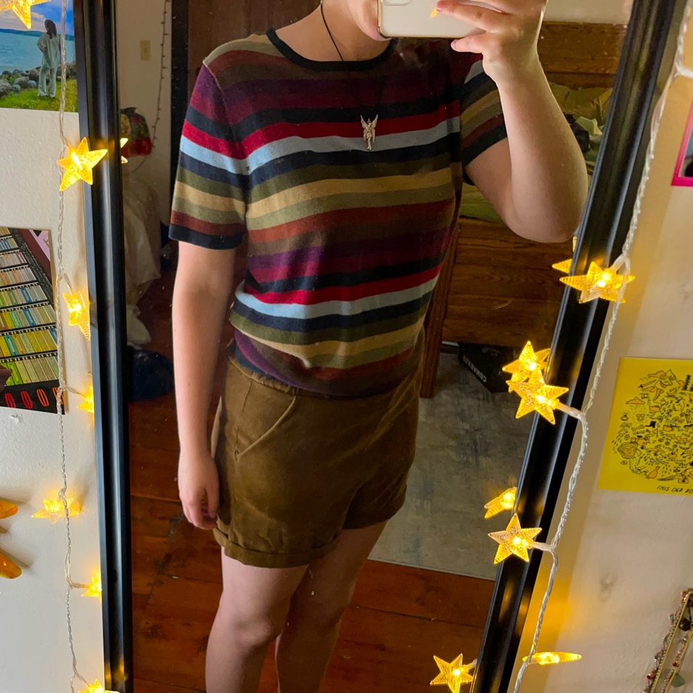 Colorful knit striped tee